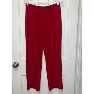 Chico's Travelers Red Slinky Textured Pull On Pants 1P US MP Petite Medium